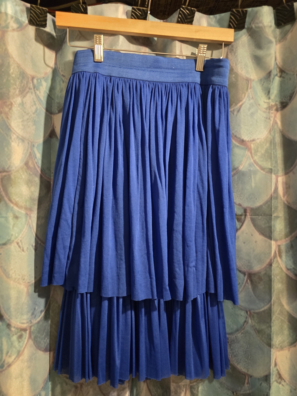 Vince Camuto Royal Blue Tiered High-Low Pleated Skirt